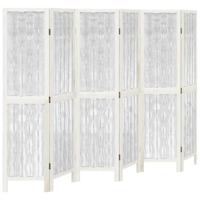 Kamerscherm met 6 panelen massief paulowniahout wit - thumbnail