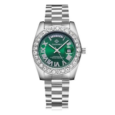 CAGARNY 6866 Fashion Life waterdichte zilveren stalen band quartz horloge (groen) CAGARNY 6866 Fashion Life waterdichte zilveren stalen band quartz horloge (groen)