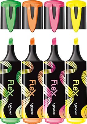 Maped Fluo'Peps Flex markeerstift, assorti, doosje van 4 stuks Maped Fluo'Peps Flex markeerstift, assorti, doosje van 4 stuks