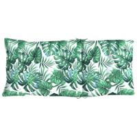 VidaXL Stoelkussens 2 st hoge rug bladpatroon oxford stof - thumbnail