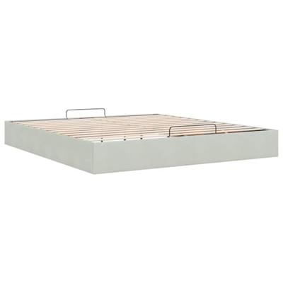 Ottoman bedframe zonder matras 180x200 cm fluweel lichtgrijs