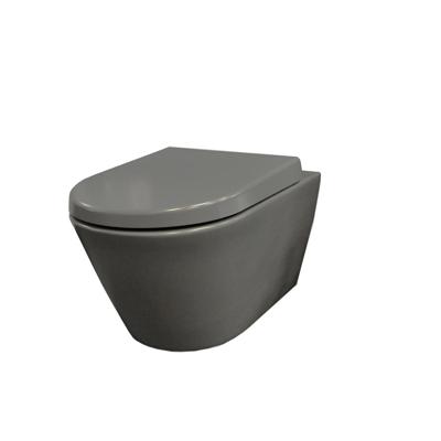 Wiesbaden Stereo Wandcloset Rimless met Vesta Toiletzitting - Softclose en Quick Release - Mat Grijs