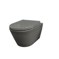 Wiesbaden Stereo Wandcloset Rimless met Vesta Toiletzitting - Softclose en Quick Release - Mat Grijs - thumbnail