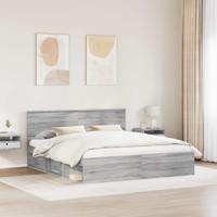 Bedframe met hoofdeinde Grijs Sonoma 180 x 200 cm Bewerkt hout - thumbnail
