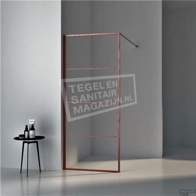 BWS Inloopdouche Frame 90x200 cm 8mm NANO Glas Geborsteld Brons Koper BWS Inloopdouche Frame 90x200 cm 8mm NANO Glas Geborsteld Brons Koper