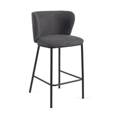 Kave Home Barstoel 'Ciselia' Chenille (zithoogte 65cm), kleur donkergrijs