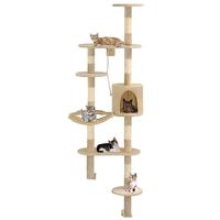 Kattenkrabpaal met sisal krabpalen wandmontage 194 cm beige - thumbnail