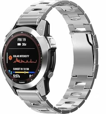 By Qubix - Titanium schakelband - Zilver - Compatible met Garmin Instinct 3-50mm - Compatible Garmin bandje