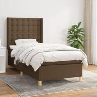 Boxspring met matras stof donkerbruin 90x190 cm - thumbnail