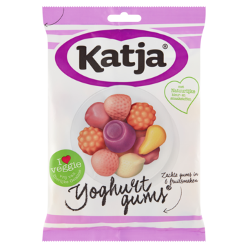 Katja Yoghurtgums snoep, zachte gums in 6 fruitsmaken, zak van 295 g