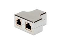 Digitus RJ45 Netwerk Adapter CAT 5, CAT 5e [2x RJ45-stekker - 1x RJ45-stekker] Grijs - thumbnail