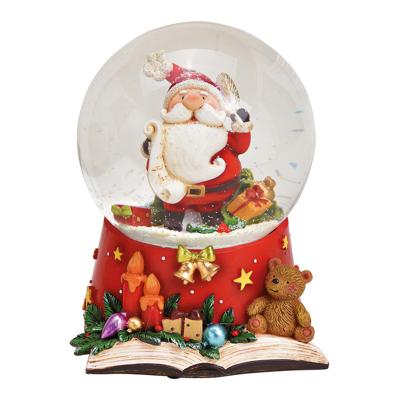Muziekdoos, sneeuwbol kerstman van poly, gekleurd glas (B/H/D) 10x14x10cm