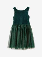 Kerstjurk van fluweel en glanzend tule voor meisjes smaragdgroen - thumbnail