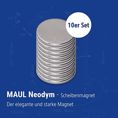 Maul Neodymium magneet (Ø x h) 10 mm x 1 mm Schijf Zilver 10 stuk(s) 6166196
