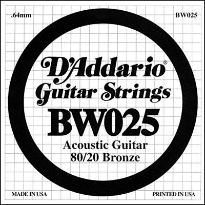 D&apos;Addario BW025 Bronze Wound Acoustic Guitar Single String .025 losse snaar voor westerngitaar