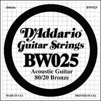 D&apos;Addario BW025 Bronze Wound Acoustic Guitar Single String .025 losse snaar voor westerngitaar - thumbnail