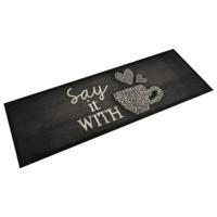 VidaXL Keukenmat wasbaar kopjeprint 60x180 cm fluweel zwart - thumbnail