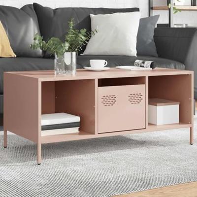 Salontafel 101,5x50x43,5 cm koudgewalst staal roze