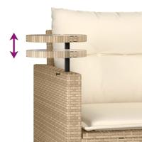 3-delige Loungeset met kussens poly rattan beige - thumbnail