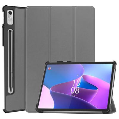Lunso - Lenovo Tab P11 Pro Gen 2 (2e generatie) - Tri-Fold Bookcase hoes - Grijs Lunso - Lenovo Tab P11 Pro Gen 2 (2e generatie) - Tri-Fold Bookcase hoes - Grijs