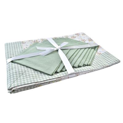 Tafellinnenset DKD Home Decor Blommor 150 x 250 x 0,5 cm Groen