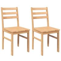 Eetkamerstoelen 2 st massief hout rubber - thumbnail