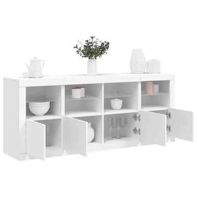 Dressoir met LED-verlichting 163x37x67 cm wit