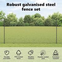 VidaXL Hek met paal grijs 1,2 x 25 m staal en pvc - thumbnail