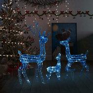 Kerstversiering rendierfamilie 300 LED's blauw acryl Kerstversiering rendierfamilie 300 LED's blauw acryl