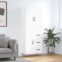 Hoge kast 69,5x34x180 cm bewerkt hout wit - thumbnail