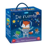 Rebo Publishers De ruimte - boek en puzzel, 10 figuren - thumbnail