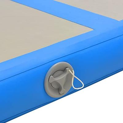 Gymnastiekmat met pomp opblaasbaar 500x100x10 cm PVC blauw - thumbnail