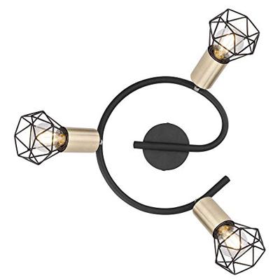 Globo PlafondlampXara I zwart met goud 3-lichts Ø 23cm - 54802S-3AB