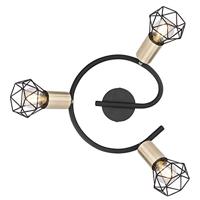 Globo PlafondlampXara I zwart met goud 3-lichts Ø 23cm - 54802S-3AB - thumbnail