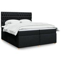 Boxspring met matras stof zwart 140x200 cm - thumbnail