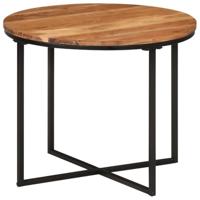 Salontafel 55x55x45 cm massief acaciahout en ijzer - thumbnail