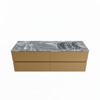 MONDIAZ VICA-DLUX 150cm badmeubel onderkast Oro 4 lades. Inbouw wastafel CLOUD rechts 1 kraangat, kleur Lava. - thumbnail