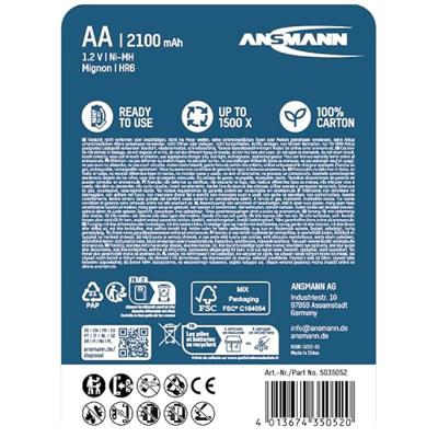 ANSMANN accu&apos;s "maxe" rechargeable bat. maxe mignon 4piec.2100mah - thumbnail