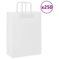 VidaXL Papieren zakken 250 st met hengsels 26x12x35 cm wit - thumbnail