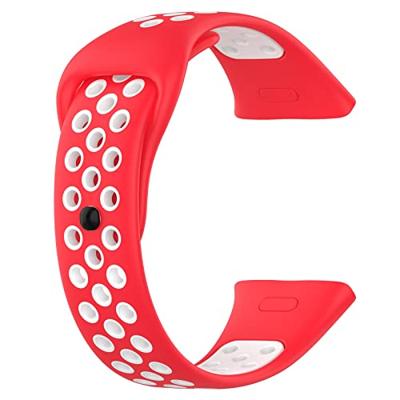 By Qubix - Siliconen sportband - Rood met wit - Compatible met Xiaomi Redmi Watch 3 - Compatible Xiaomi bandje
