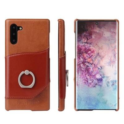Fierre Shann olie Wax textuur echt leder terug Cover Case met 360 graden rotatie houder & kaartsleuf voor Galaxy Note 10 (bruin) Fierre Shann olie Wax textuur echt leder terug Cover Case met 360 graden rotatie houder & kaartsleuf voor Galaxy Note 10 (bruin)