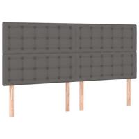 Boxspring met matras kunstleer grijs 200x200 cm - thumbnail