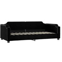Slaapbank met onderschuifbed en lades 90x190 cm stof zwart - thumbnail