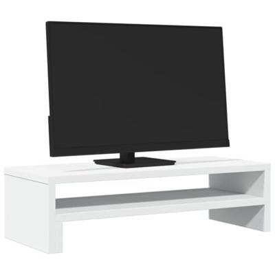 Monitorstandaard 54x22x15 cm bewerkt hout wit Monitorstandaard 54x22x15 cm bewerkt hout wit