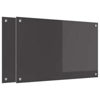 VidaXL Keuken spatscherm 2 pcs donkergrijs 80 x 50 cm gehard glas - thumbnail
