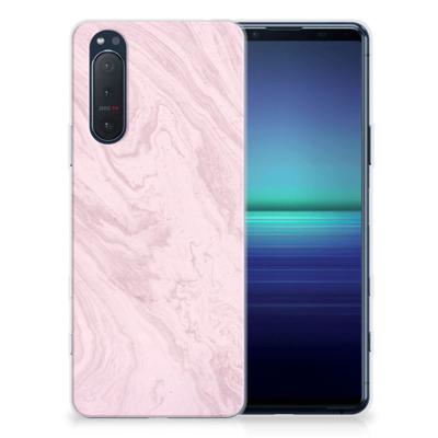 Sony Xperia 5II | TPU | Siliconen hoesje | Marble Pink - Origineel Cadeau Vriendin