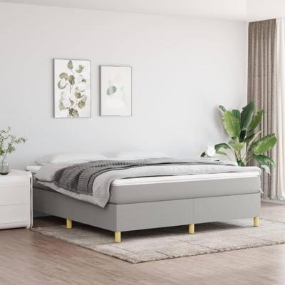 Boxspring met matras stof lichtgrijs 180x200 cm