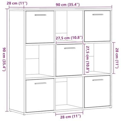 Boekenkast 90x28x90 cm bewerkt hout zwart eikenkleur Boekenkast 90x28x90 cm bewerkt hout zwart eikenkleur
