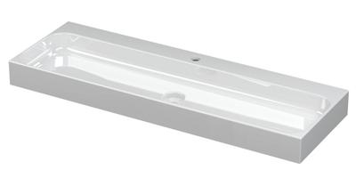 INK Unit Wastafel Porselein met 1 Kraangat incl. Porseleinen Click Plug - 1200x400x100 mm - Glans Wit