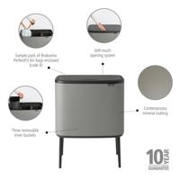 brabantia Bo Touch Bin 127229 Afvalbak 33 l Staal (l x b x h) 312 x 540 x 680 mm Grijs 1 stuk(s) - thumbnail